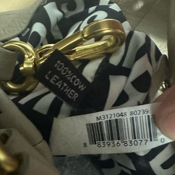 EUC Marc Jacobs Large Q FRAN BAG Cream Pebble Leather Brass Hardware Crossbody - Picture 13 of 16